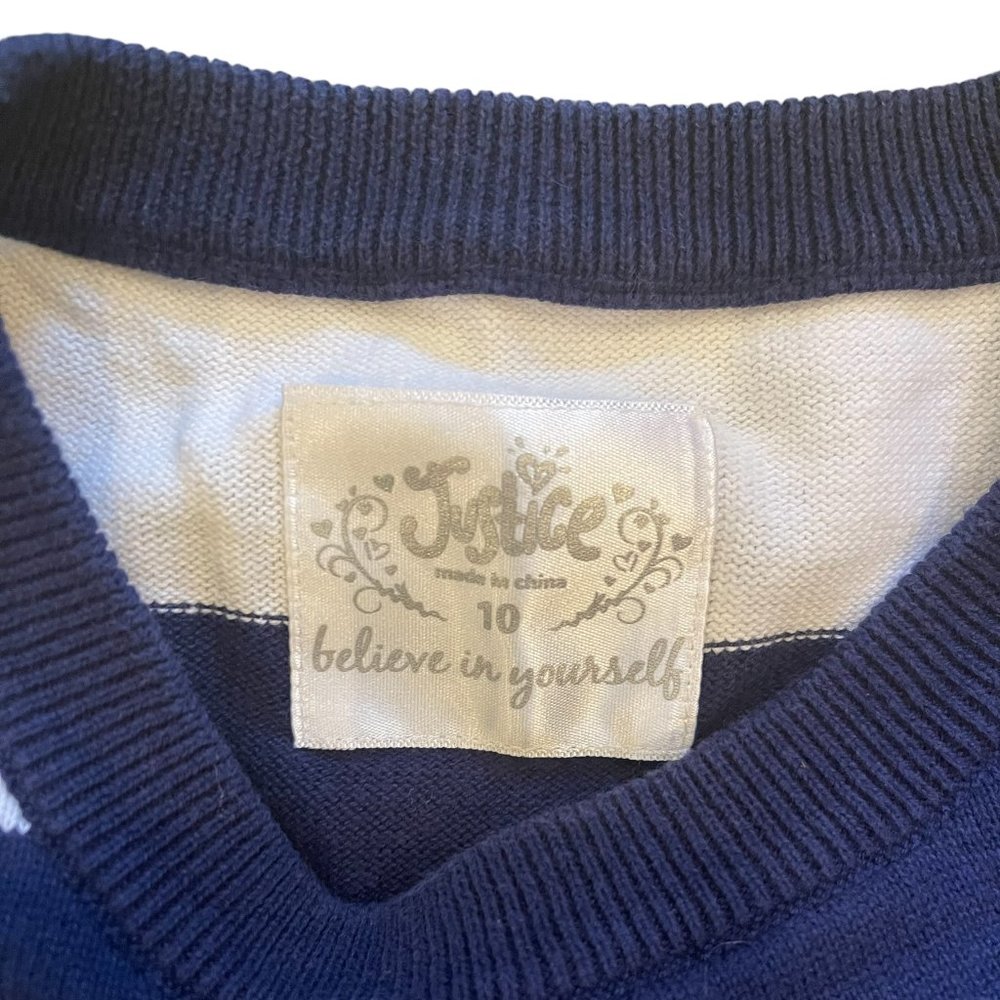 Justice Vintage Striped (White and Blue) Sweater - Size 10 - Like New Condition - Picture 3 of 3